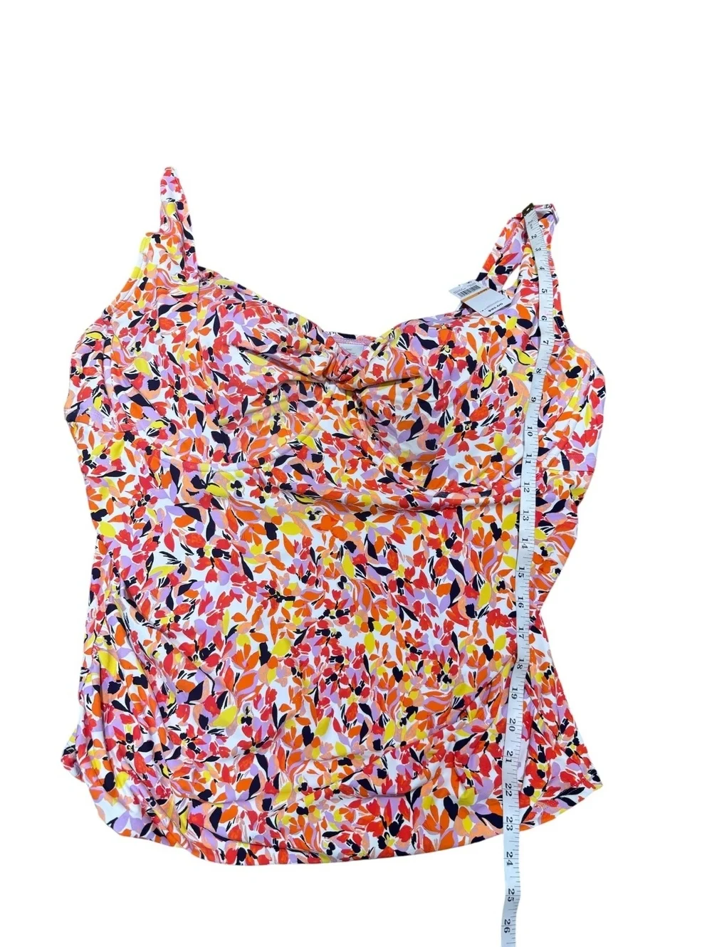 Anne Cole Womens 24W Tankini Top Multicolor Floral Twist Front Swim NWT $92